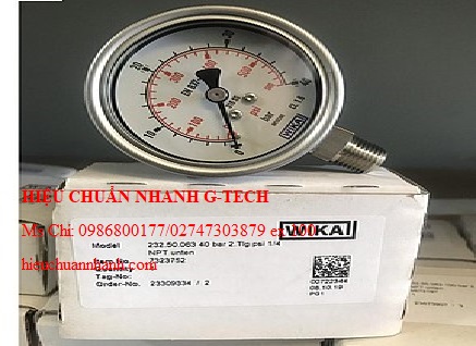 Hiệu chuẩn đồng hồ đo áp suất WIKA 232.50.063 (40 Bar(580Psi),dial 100,chân đứng). Hiệu chuẩn nhanh G-tech Hiệu chuẩn đồng hồ đo áp suất WIKA 232.50.063 (40 Bar(580Psi),dial 100,chân đứng). Hiệu chuẩn nhanh G-tech